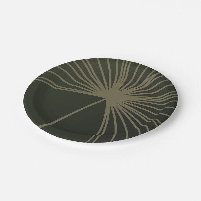Plato De Papel Moss Green Botanical Fan Elegant Wedding (Angular)