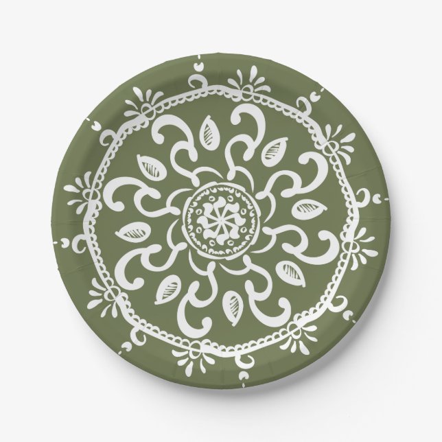 Plato De Papel Moss Mandala (Anverso)