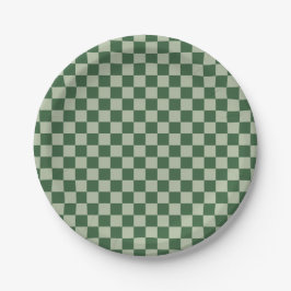 Plato De Papel Moss Verde y Cuadro de Sage Claro