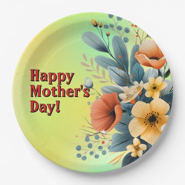 Plato De Papel Mother's Day Boho Flowers Clipart-61983 Keychain (Anverso)