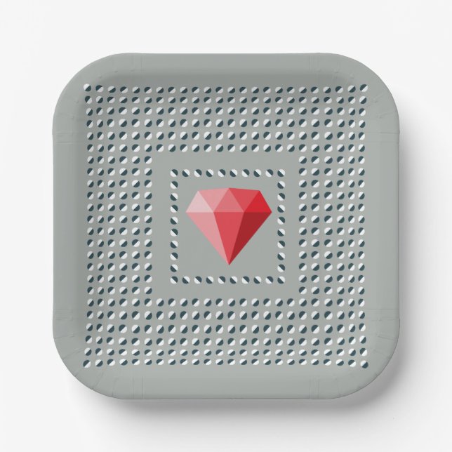 Plato De Papel Motif dansant Illusion d'optique Rubis  (Anverso)