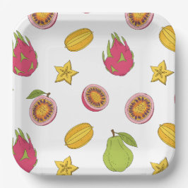 Plato De Papel Motif de fruits exotiques - Mélange Paradis Tropic