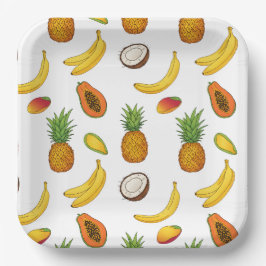 Plato De Papel Motif de fruits tropicaux