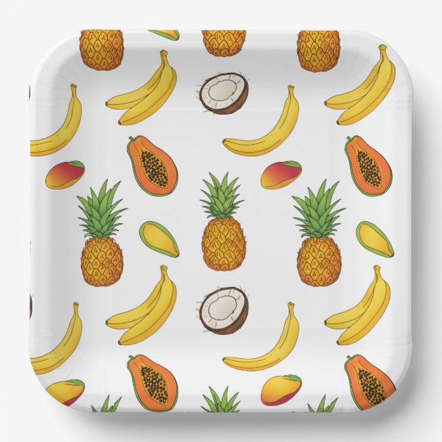 Plato De Papel Motif de fruits tropicaux (Anverso)