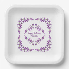 Plato De Papel Motif de orquídeas púrpura personalizadas