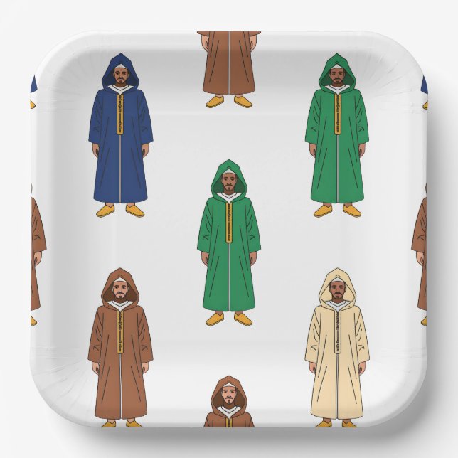 Plato De Papel Motif Marocain Djellaba (Anverso)