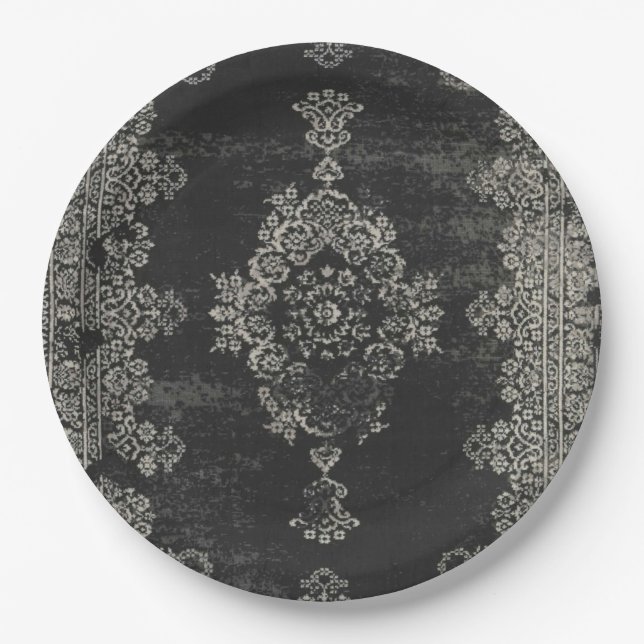 Plato De Papel motif oriental noir (Anverso)