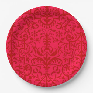 Plato De Papel Motif victoriano en rojo