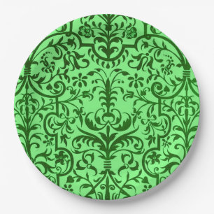 Plato De Papel Motif victoriano en verde