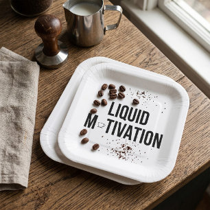 Plato De Papel Motivación Líquida Adicto Moderno a la Cafeína