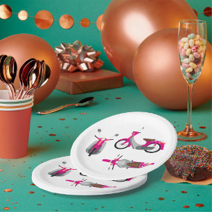 Plato De Papel Moto rosa