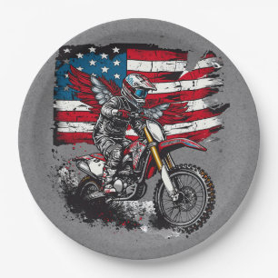 Plato De Papel Motocicleta Bandera de los Estados Unidos Fiesta d
