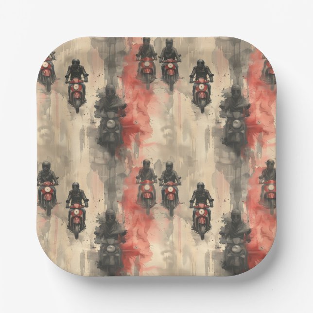 Plato De Papel Motocicletas acuáticas, ciclistas, carreras, motoc (Anverso)