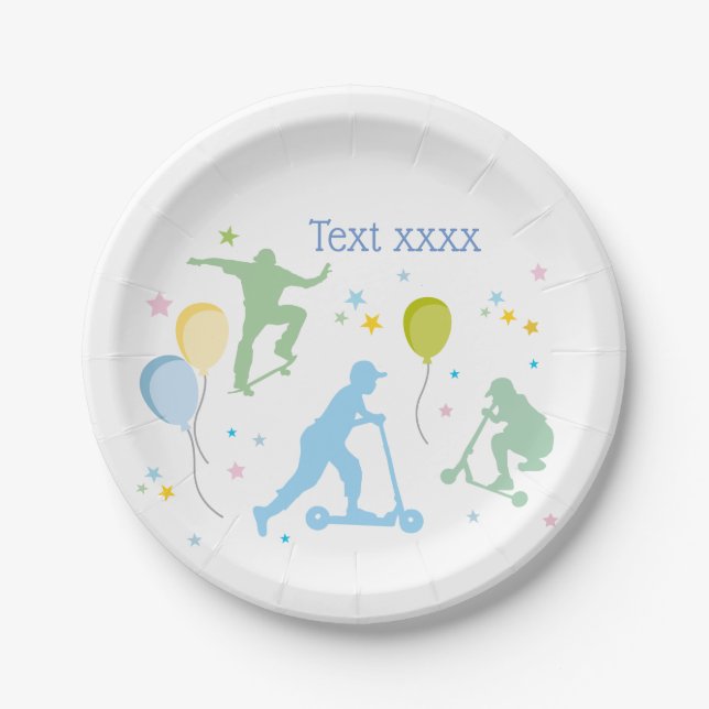 Plato De Papel Motocicletas, bicicletas, patinetas, paseo por enc (Anverso)