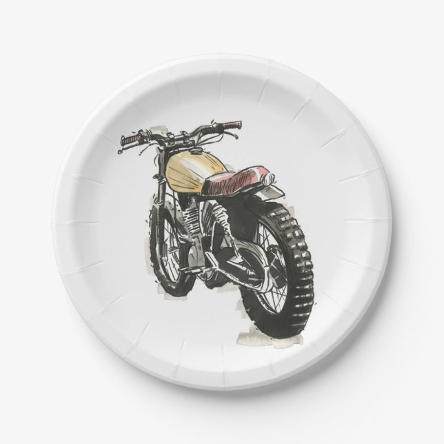 Plato De Papel Motocicletas en tinta III (Anverso)