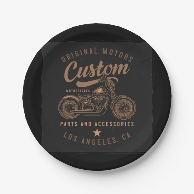 Plato De Papel Motocicletas Personalizado (Anverso)