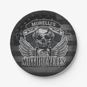 Plato De Papel Motocicletas Skull V-Twin NOMBRE AÑADIDO de los ci