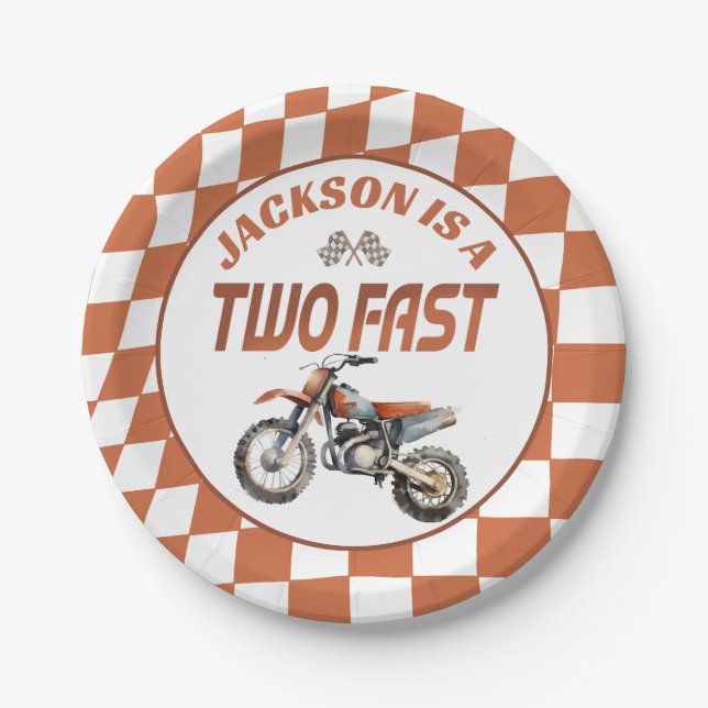 Plato De Papel Motociclismo sucio dos Fiesta de cumpleaños rápido (Anverso)