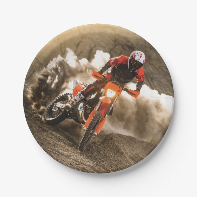 Plato De Papel Motocross Rider (Anverso)