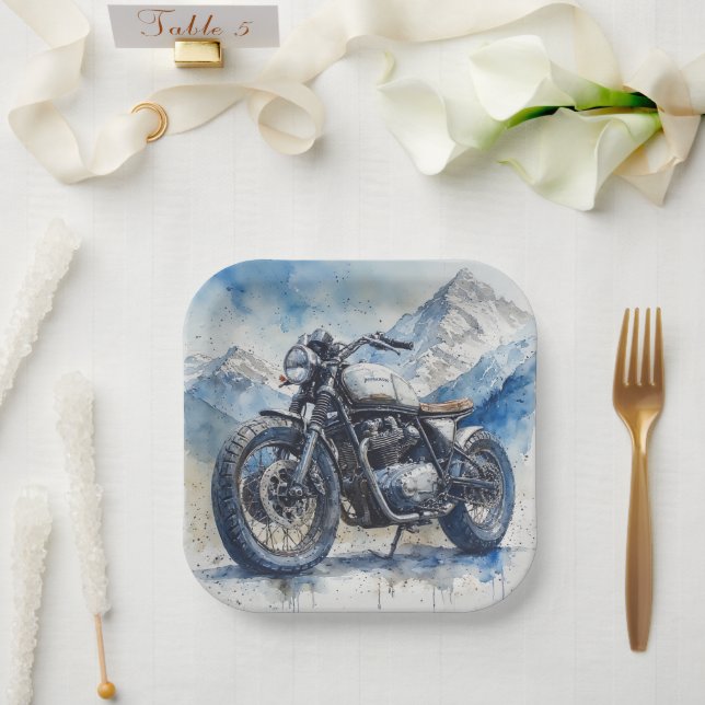 Plato De Papel MOTORCYCLE Birthday or Shower  (Boda)