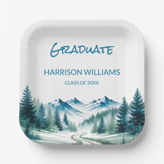 Plato De Papel Mountain Adventure Grad Party Look (Anverso)