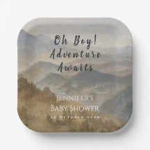 Mountains Oh Boy Adventure espera Baby Shower