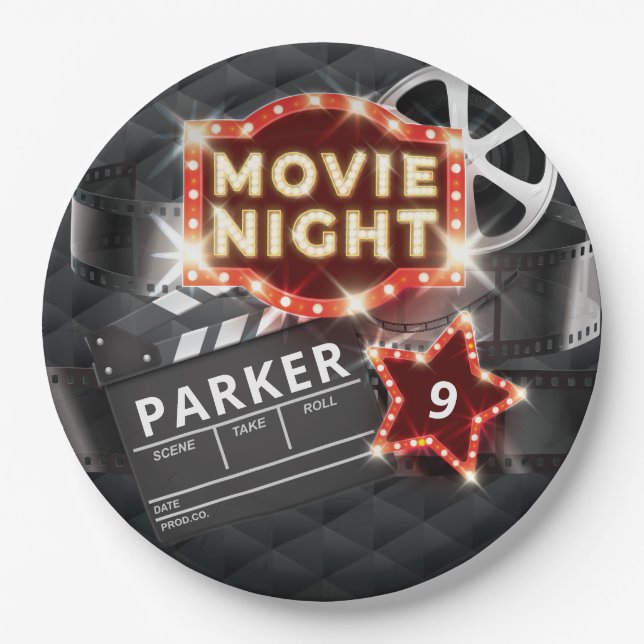 Plato De Papel Movie Night Luxury Personalizado (Anverso)