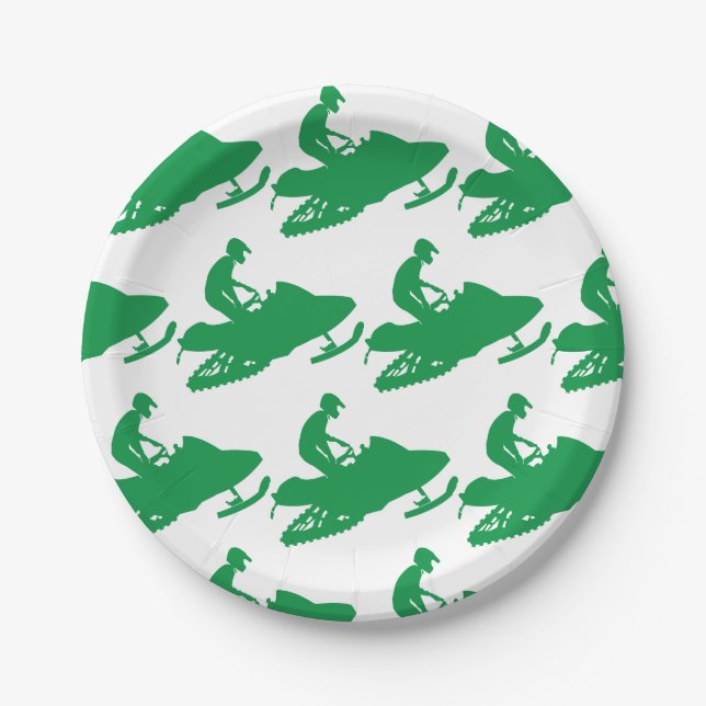 Plato De Papel Movimientos de nieve en verde (Anverso)