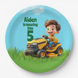 Plato De Papel Mowing Into Lawn Mower Birthday Party