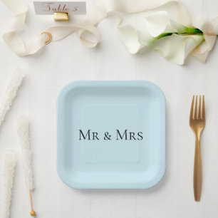 Plato De Papel Mr. & Mrs. Blue Color