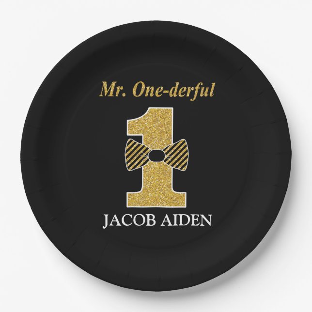 Plato De Papel Mr. One-Maravilloso Personalizado Plates 9" (Anverso)