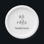 Plato De Papel Mr y Mrs agregar apellido fecha año favor de boda<br><div class="desc">diseño</div>