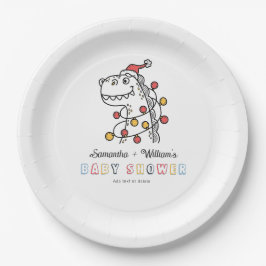 Plato De Papel Muchacho Navidades de Invierno de Dinosaurio codif