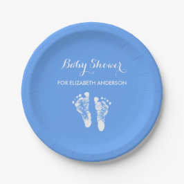Plato De Papel Muchacho recién nacido azul simple Baby Shower de