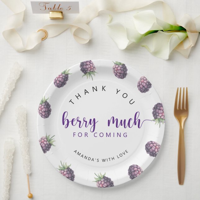 Plato De Papel Muchas gracias berry (Boda)