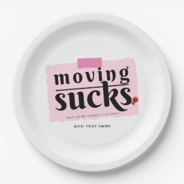 Plato De Papel ¡Mudándose Sucks! Moderno Gracioso Adiós, Adiós, r