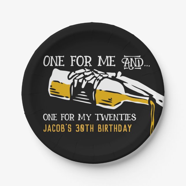 Plato De Papel Muerte a la invitación de mis 20 años (Anverso)