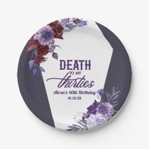 Plato De Papel Muerte a mi Fiesta Floral 40 de los 30 años