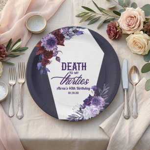 Plato De Papel Muerte a mi Fiesta Floral 40 de los 30 años