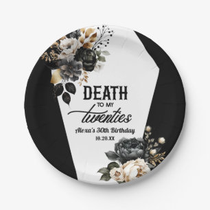 Plato De Papel Muerte a mi Fiesta Floral de 20 años