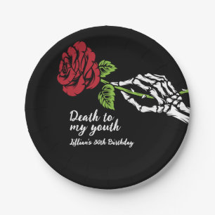 Plato De Papel Muerte a mi invitación de cumpleaños juvenil