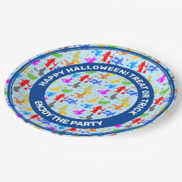Plato De Papel Muestras Coloridas En El Vuelo. Patrón de Hallowee