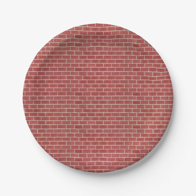 Plato De Papel Mug de pared de ladrillo rojo (Anverso)