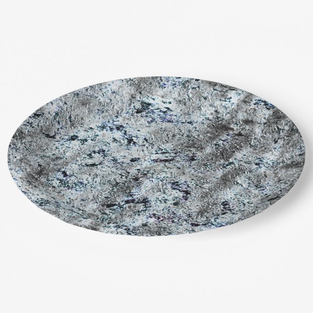 Plato De Papel Muito Rústico fungo prateado sujo de carbono (Angular)