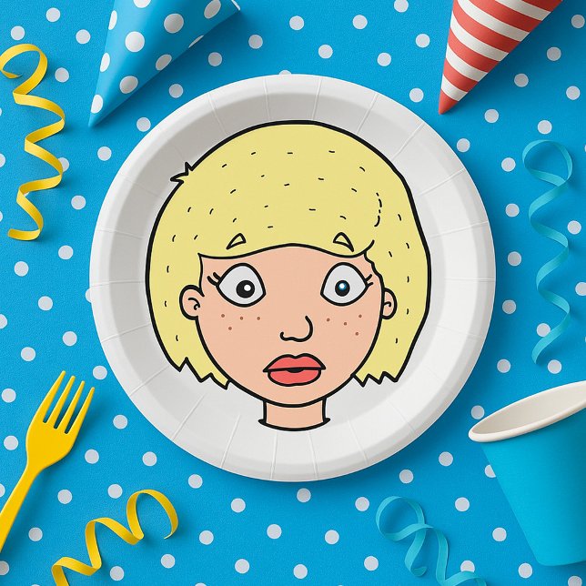 Plato De Papel Mujer con cabello amarillo (Subido por el creador)