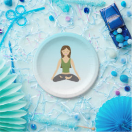 Plato De Papel Mujer De Yoga En Lotus Pose