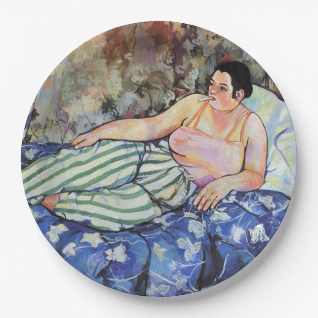 Plato De Papel Mujer en la habitación azul (por Suzanne Valadon) (Anverso)