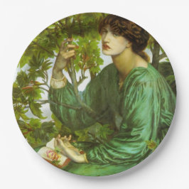 Plato De Papel Mujer en verde (El sueño del día) (de D.G. Rosetti