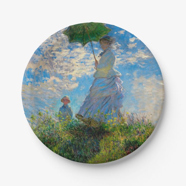 Plato De Papel Mujer Monet Paraguas Impresionismo (Anverso)