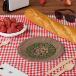 Plato De Papel Mujer Verde - Madera
